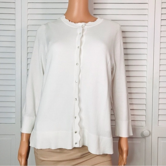 CABLE & GAUGE Two Piece White Knit Cardigan Set Size XL - Picture 1 of 10
